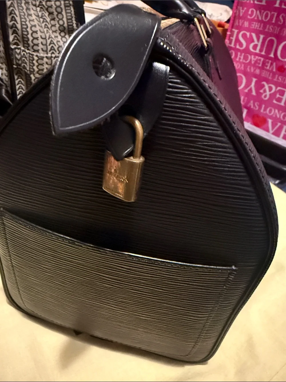Louis Vuitton Black Epi Leather Top-Handle Satchel size 35 - awesome condition